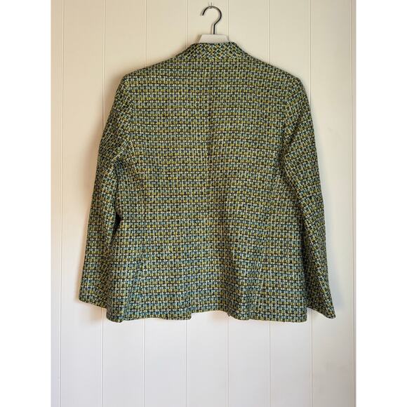 Austin Reed · Tweed Open Blazer · Cotton Linen Blend · Blue Yellow · Size 14 - Picture 3 of 9